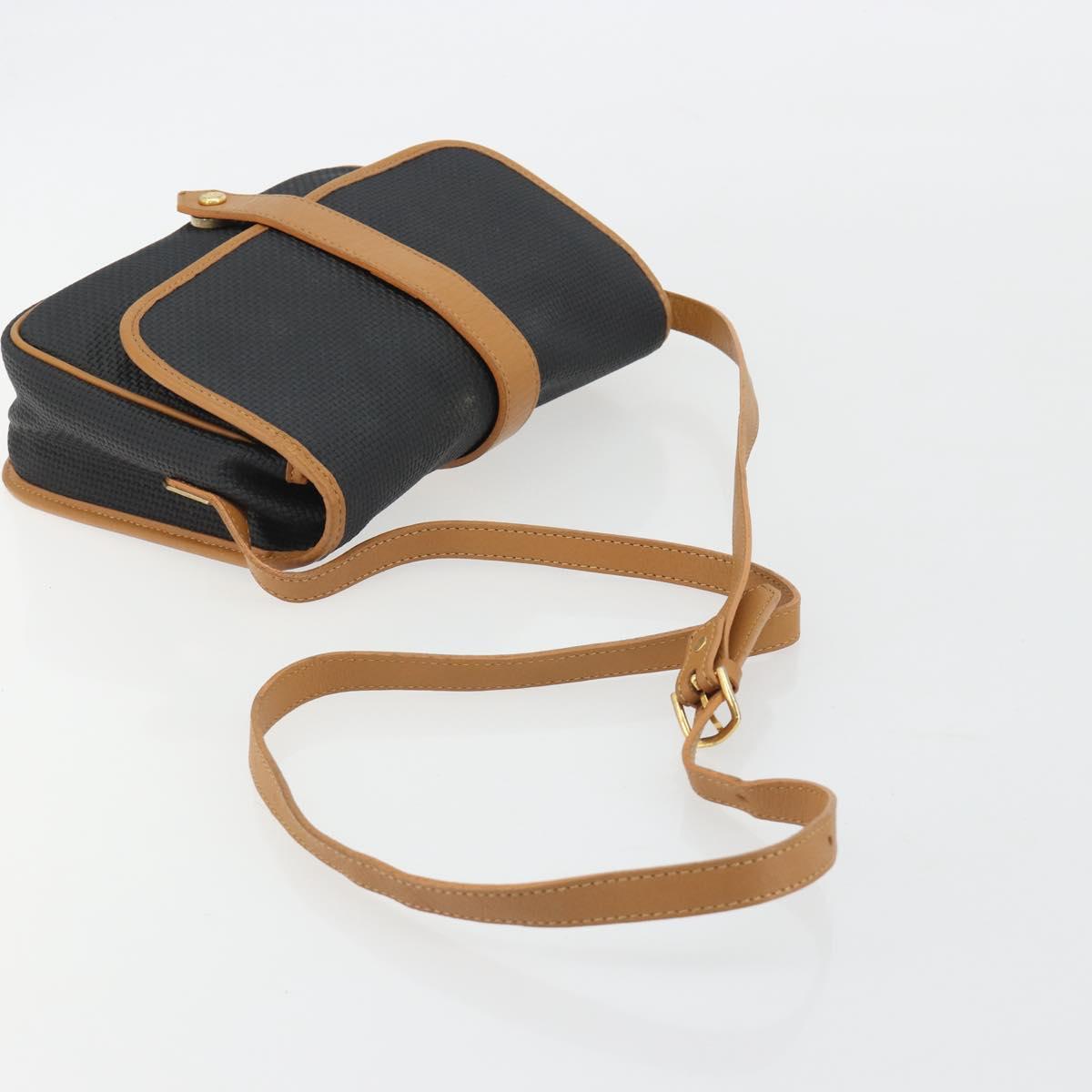 SAINT LAURENT Shoulder Bag PVC Canvas Black Gold Auth gh2150