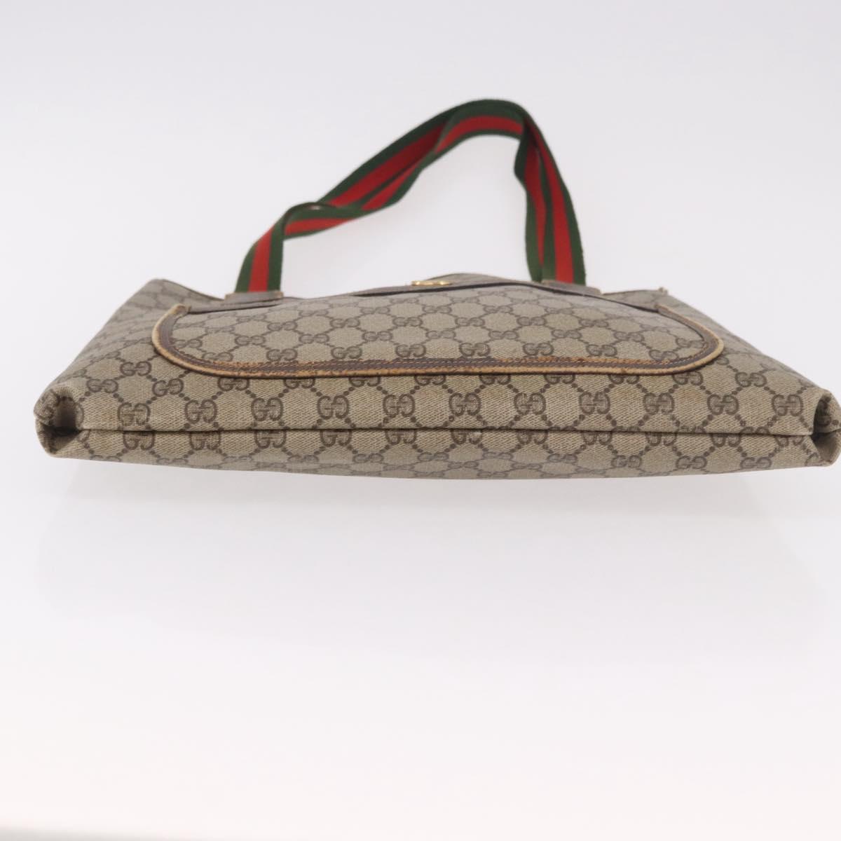 GUCCI GG Supreme Web Sherry Line Tote Bag PVC Beige 39 02 003 Auth gh2151