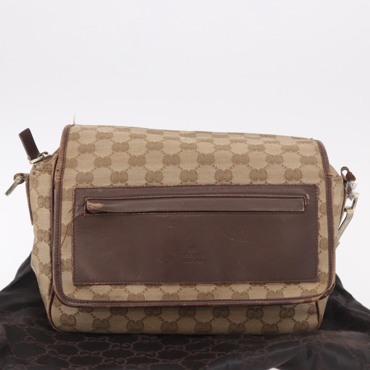 GUCCI GG Canvas Shoulder Bag Beige Gold 001 0375 Auth gh2152