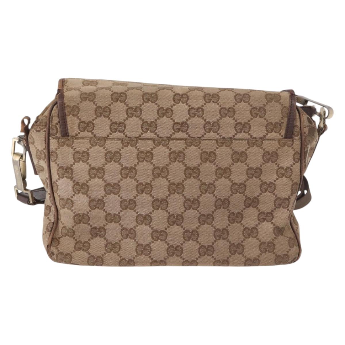 GUCCI GG Canvas Shoulder Bag Beige Gold 001 0375 Auth gh2152
