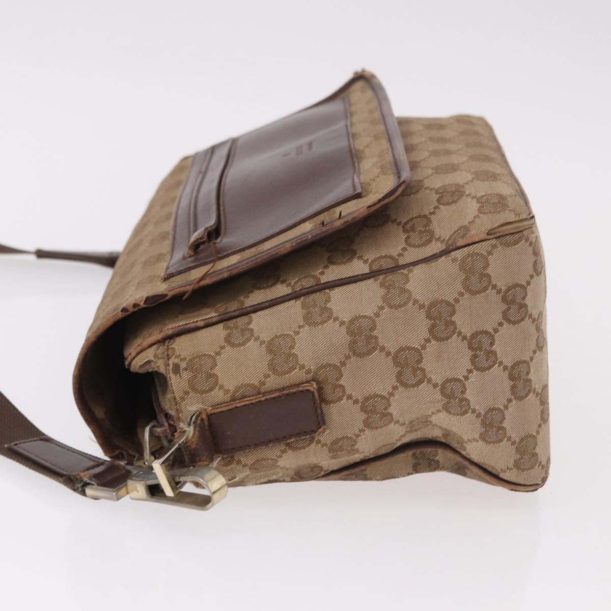 GUCCI GG Canvas Shoulder Bag Beige Gold 001 0375 Auth gh2152