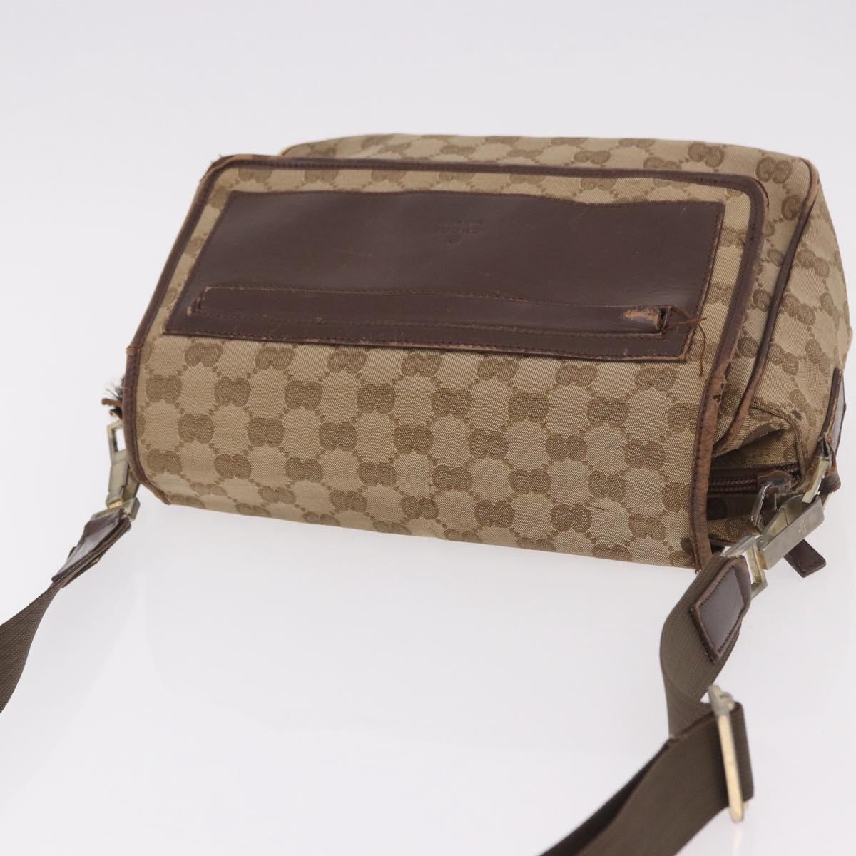 GUCCI GG Canvas Shoulder Bag Beige Gold 001 0375 Auth gh2152