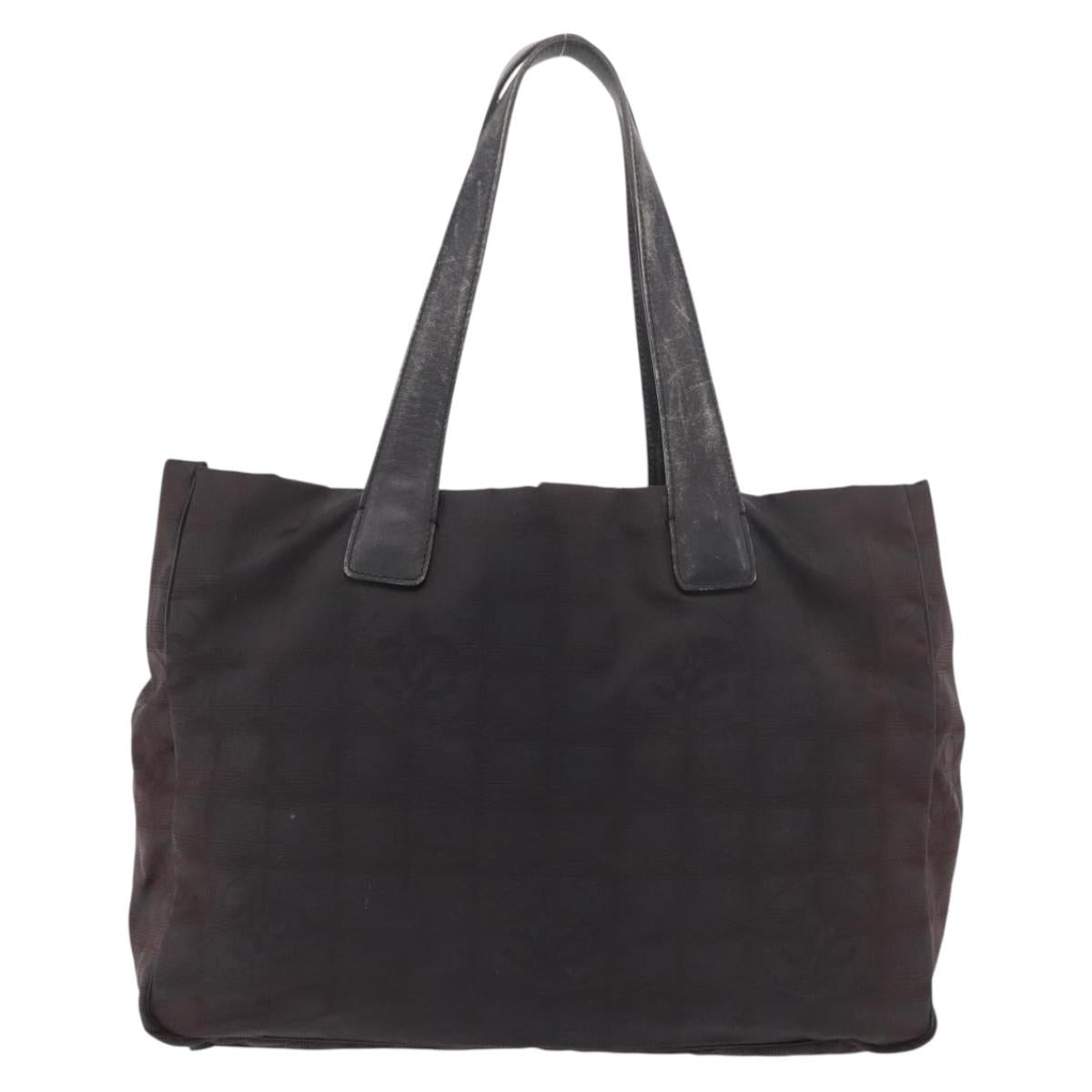CHANEL New Travel Line Tote Bag Nylon Black CC Auth gh2153