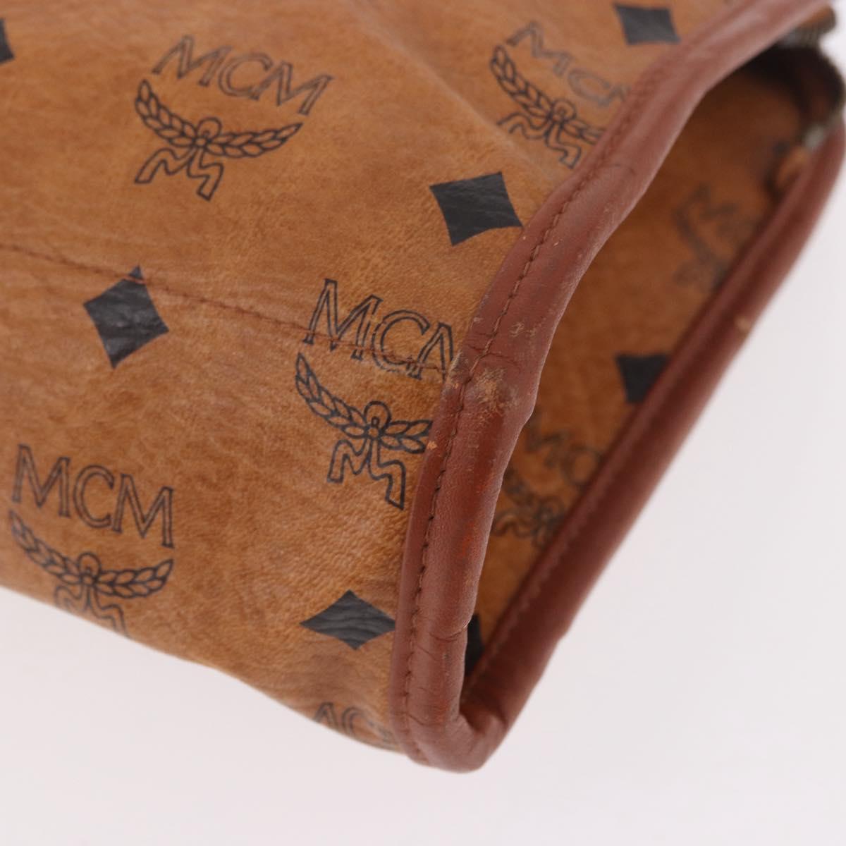 MCM Logogram Vicetos Clutch Bag PVC Leather Brown Gold Auth gh2154