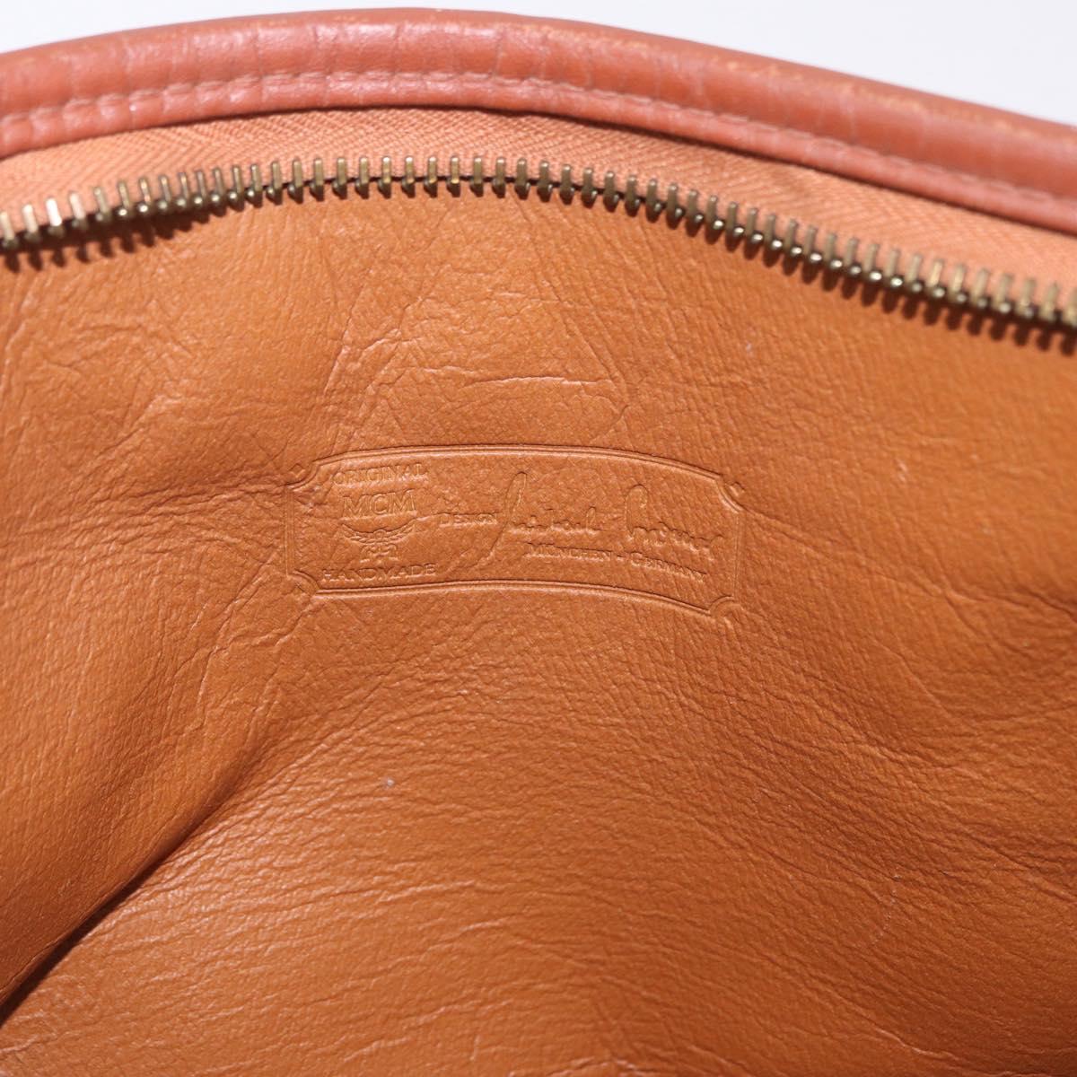 MCM Logogram Vicetos Clutch Bag PVC Leather Brown Gold Auth gh2154