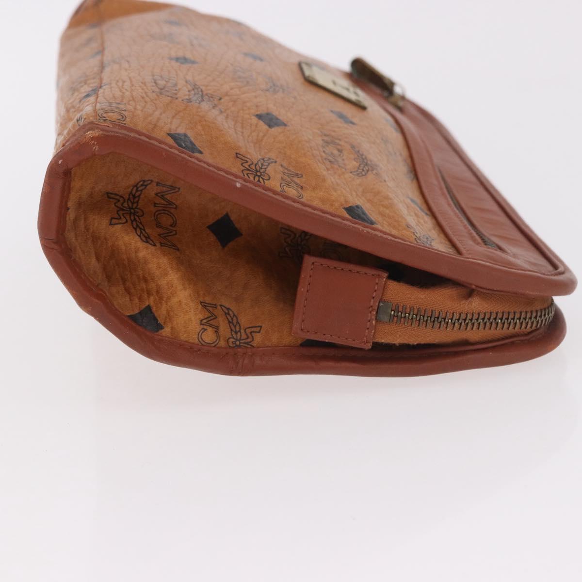 MCM Logogram Vicetos Clutch Bag PVC Leather Brown Gold Auth gh2154