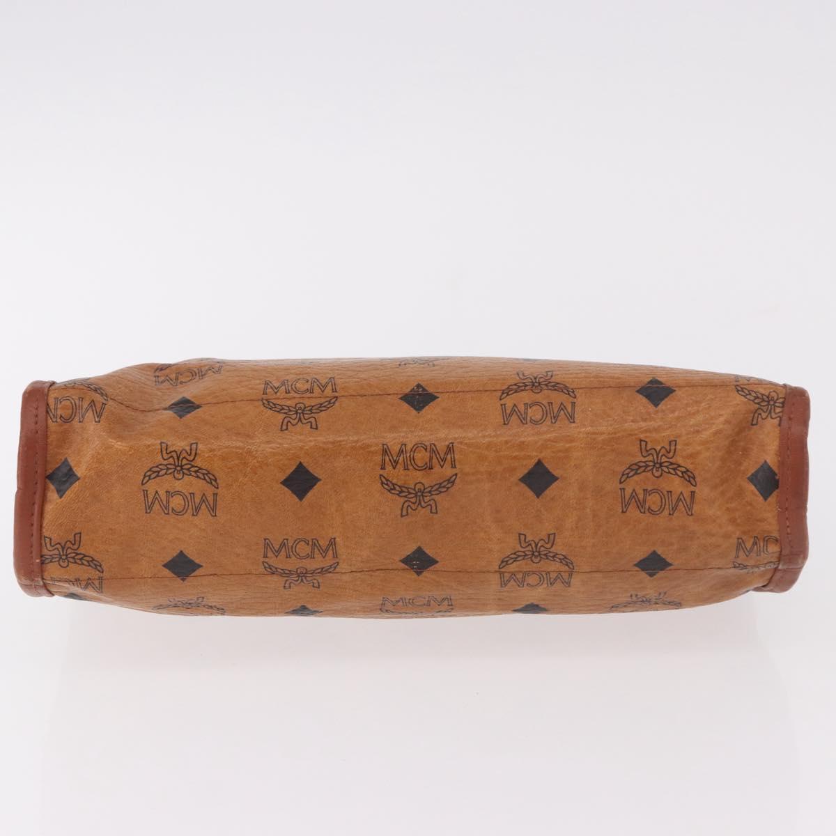MCM Logogram Vicetos Clutch Bag PVC Leather Brown Gold Auth gh2154