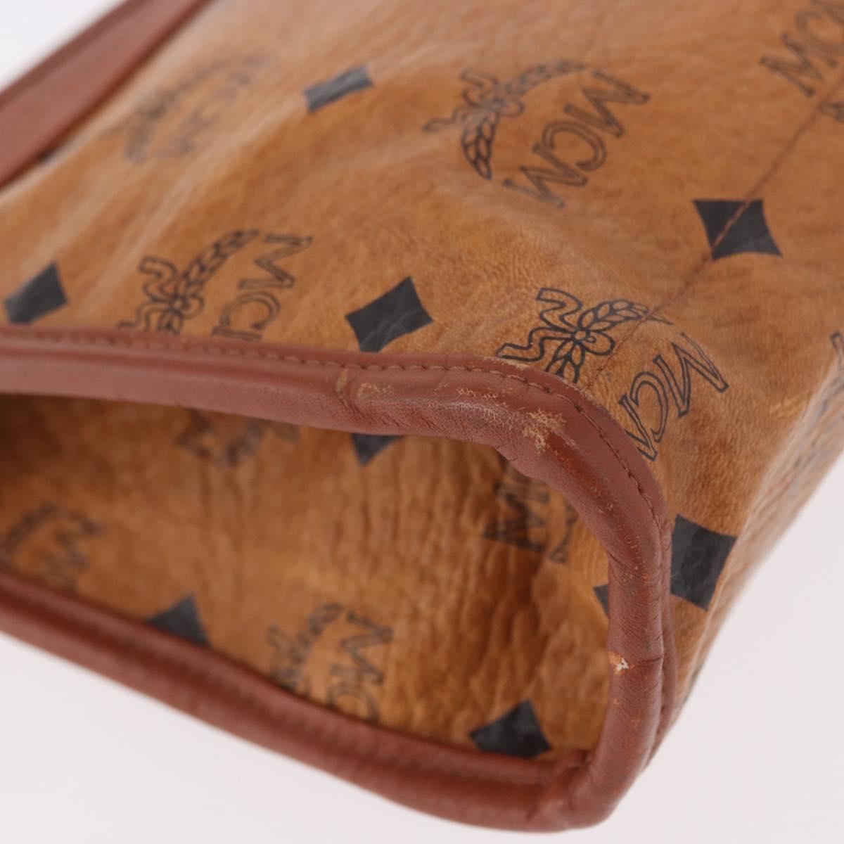 MCM Logogram Vicetos Clutch Bag PVC Leather Brown Gold Auth gh2154