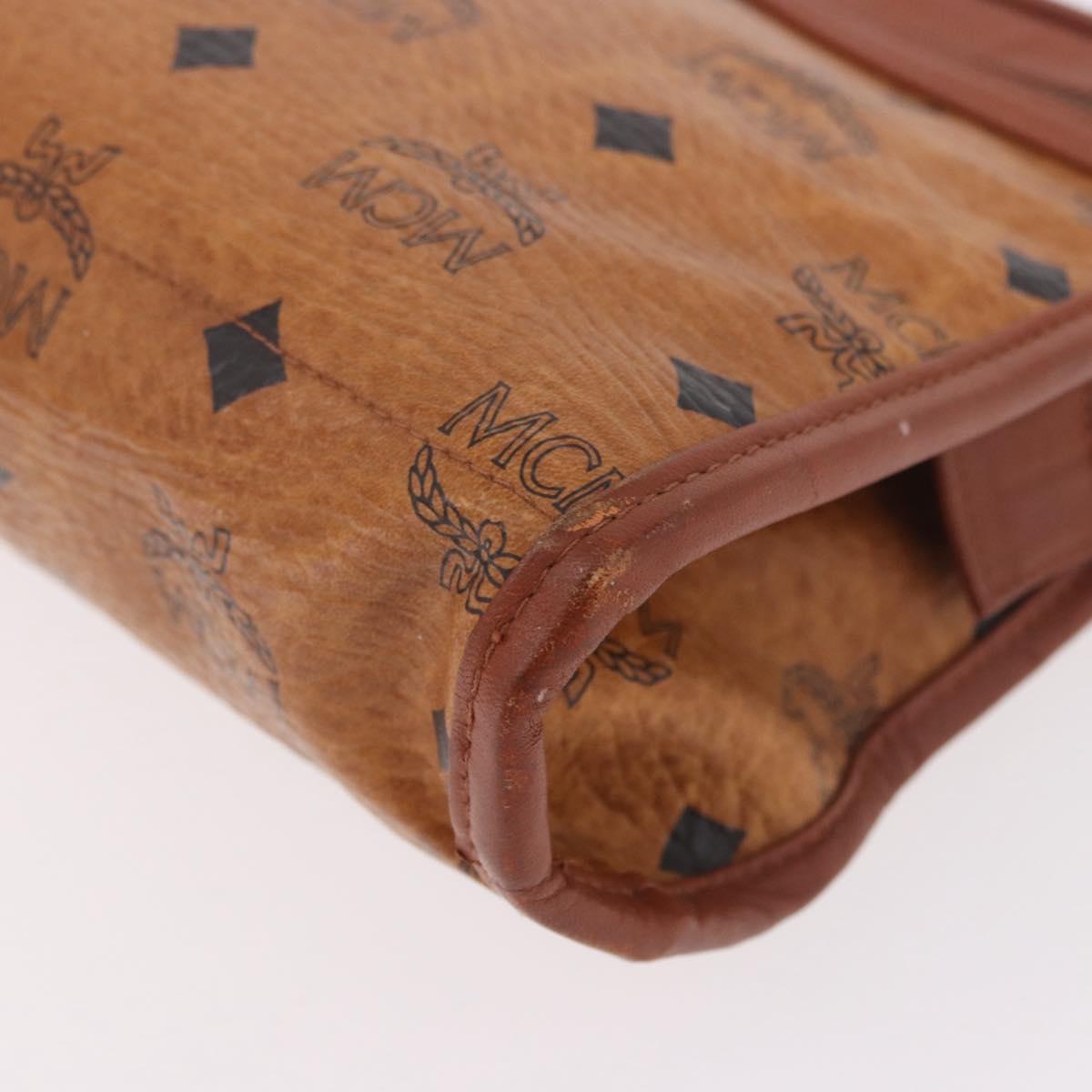 MCM Logogram Vicetos Clutch Bag PVC Leather Brown Gold Auth gh2154