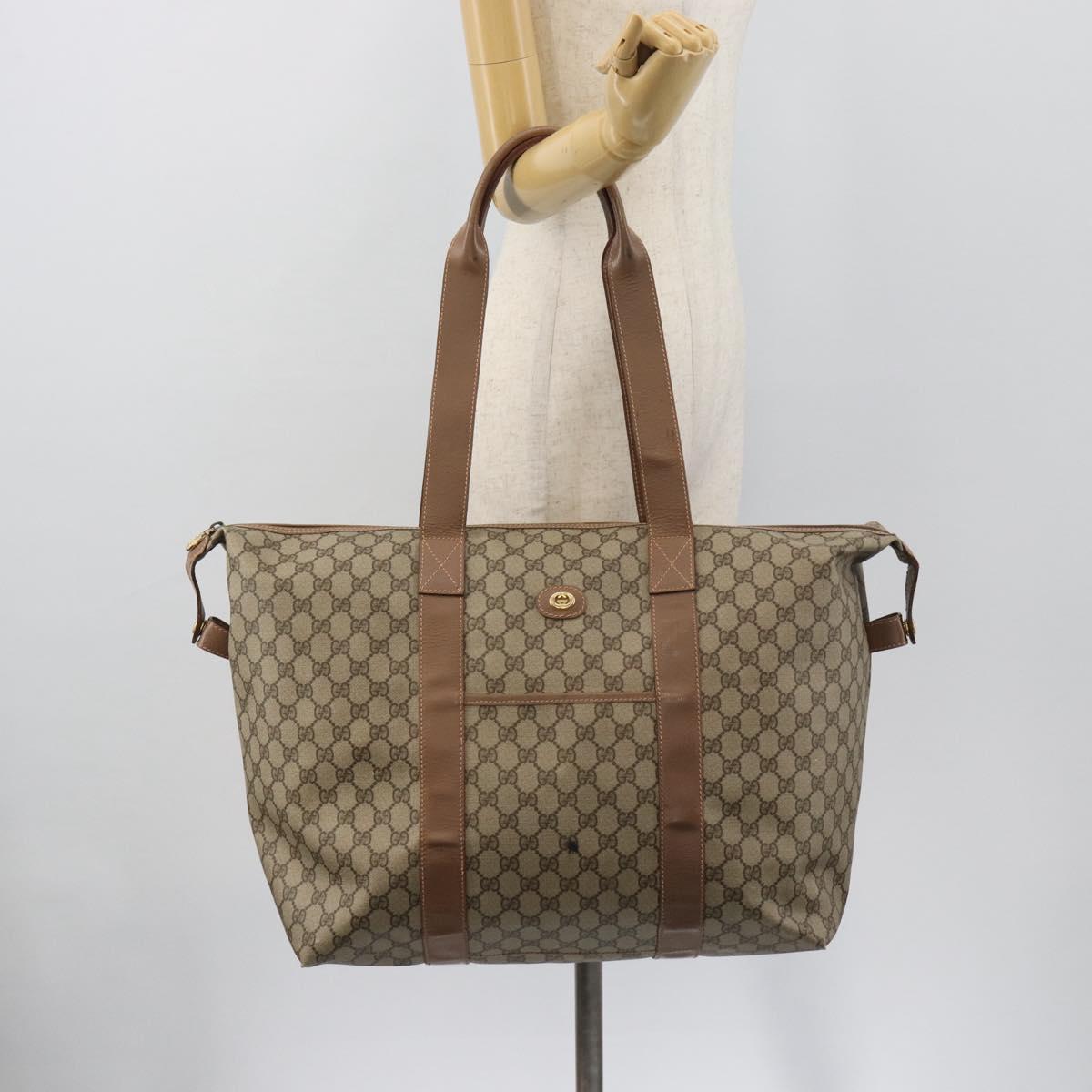 GUCCI GG Supreme Boston Bag Beige Gold 012 1095 6080 Auth gh2155