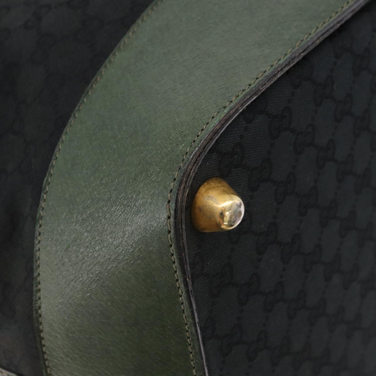 GUCCI GG Canvas Web Sherry Line Boston Bag Black Gold Auth gh2156A