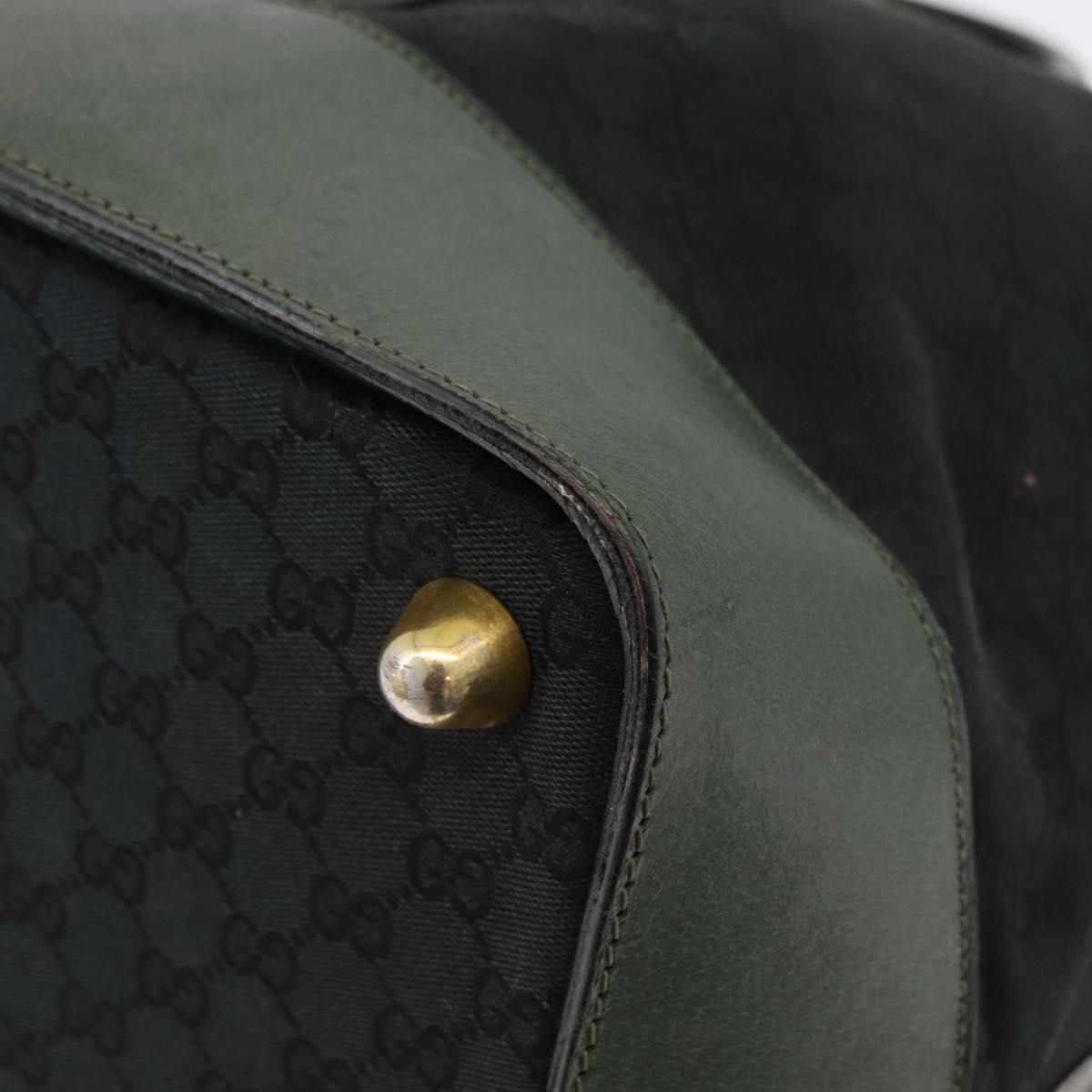 GUCCI GG Canvas Web Sherry Line Boston Bag Black Gold Auth gh2156A