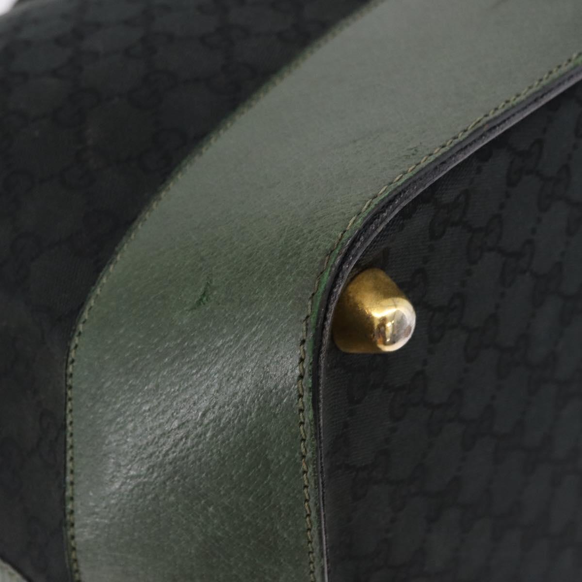 GUCCI GG Canvas Web Sherry Line Boston Bag Black Gold Auth gh2156A