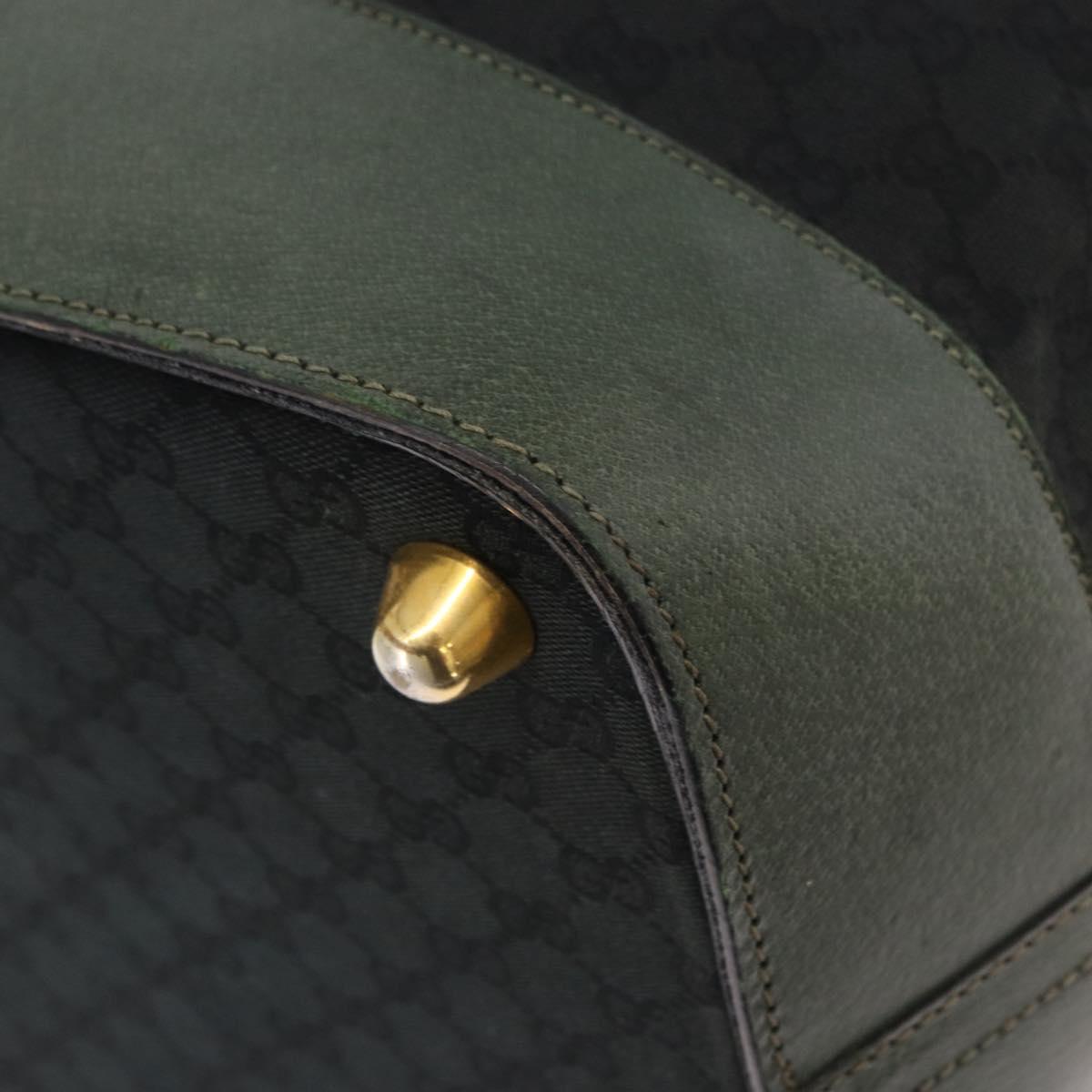 GUCCI GG Canvas Web Sherry Line Boston Bag Black Gold Auth gh2156A