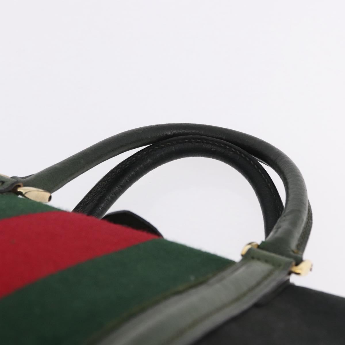 GUCCI GG Canvas Web Sherry Line Boston Bag Black Gold Auth gh2156A