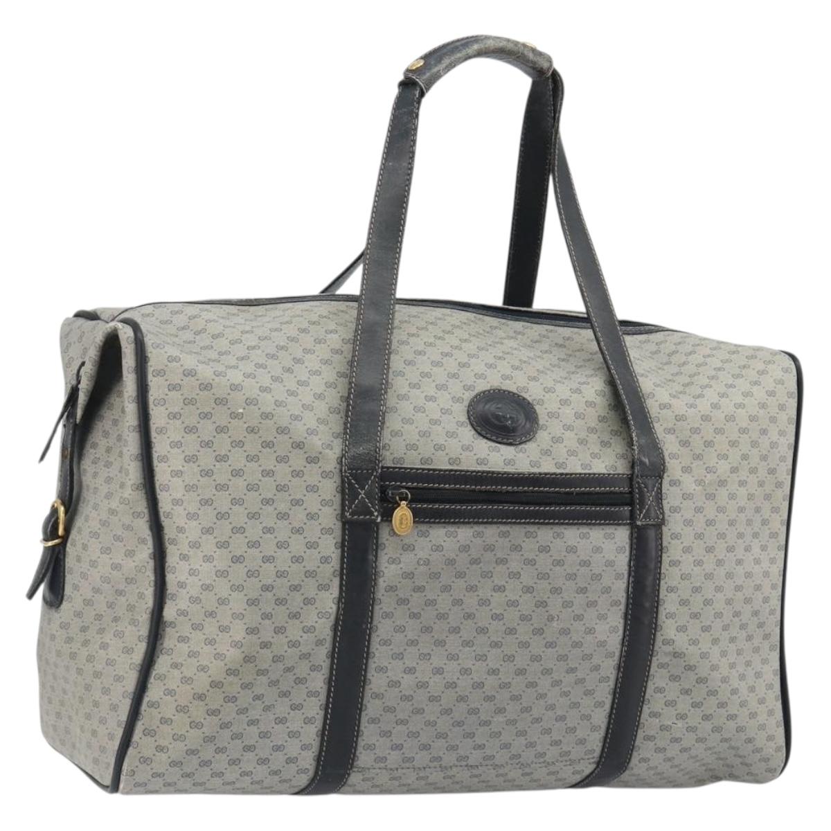 GUCCI Micro GG Supreme Boston Bag PVC Navy Gold 012 39 0079 Auth gh2157
