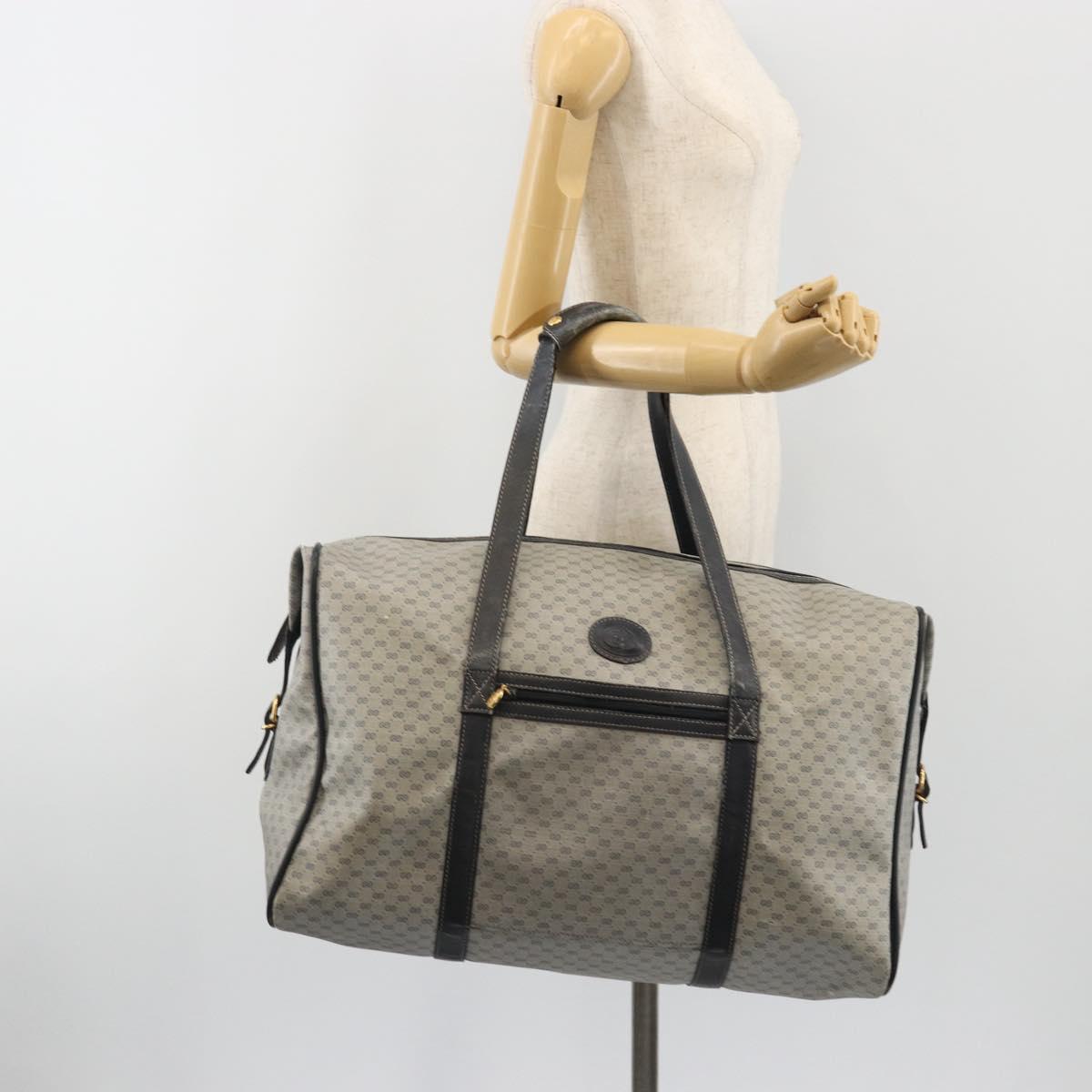 GUCCI Micro GG Supreme Boston Bag PVC Navy Gold 012 39 0079 Auth gh2157