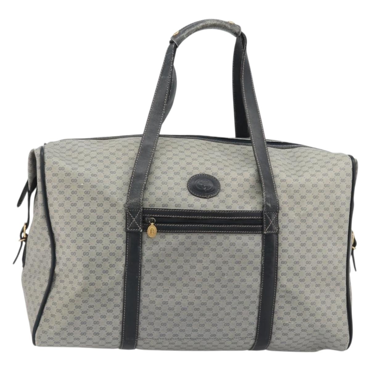 GUCCI Micro GG Supreme Boston Bag PVC Navy Gold 012 39 0079 Auth gh2157