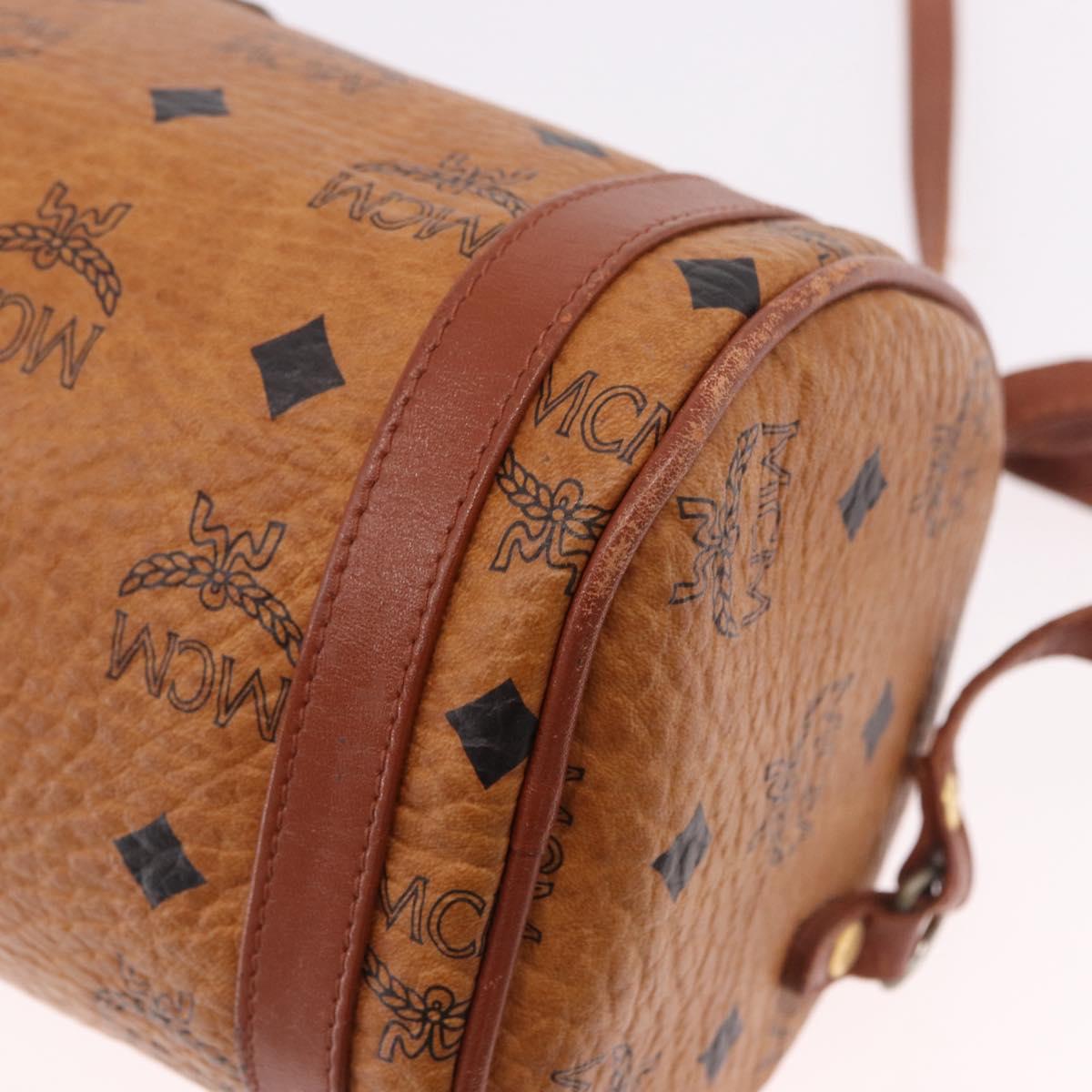 MCM Vicetos Logogram Shoulder Bag PVC Brown Gold Auth gh2158