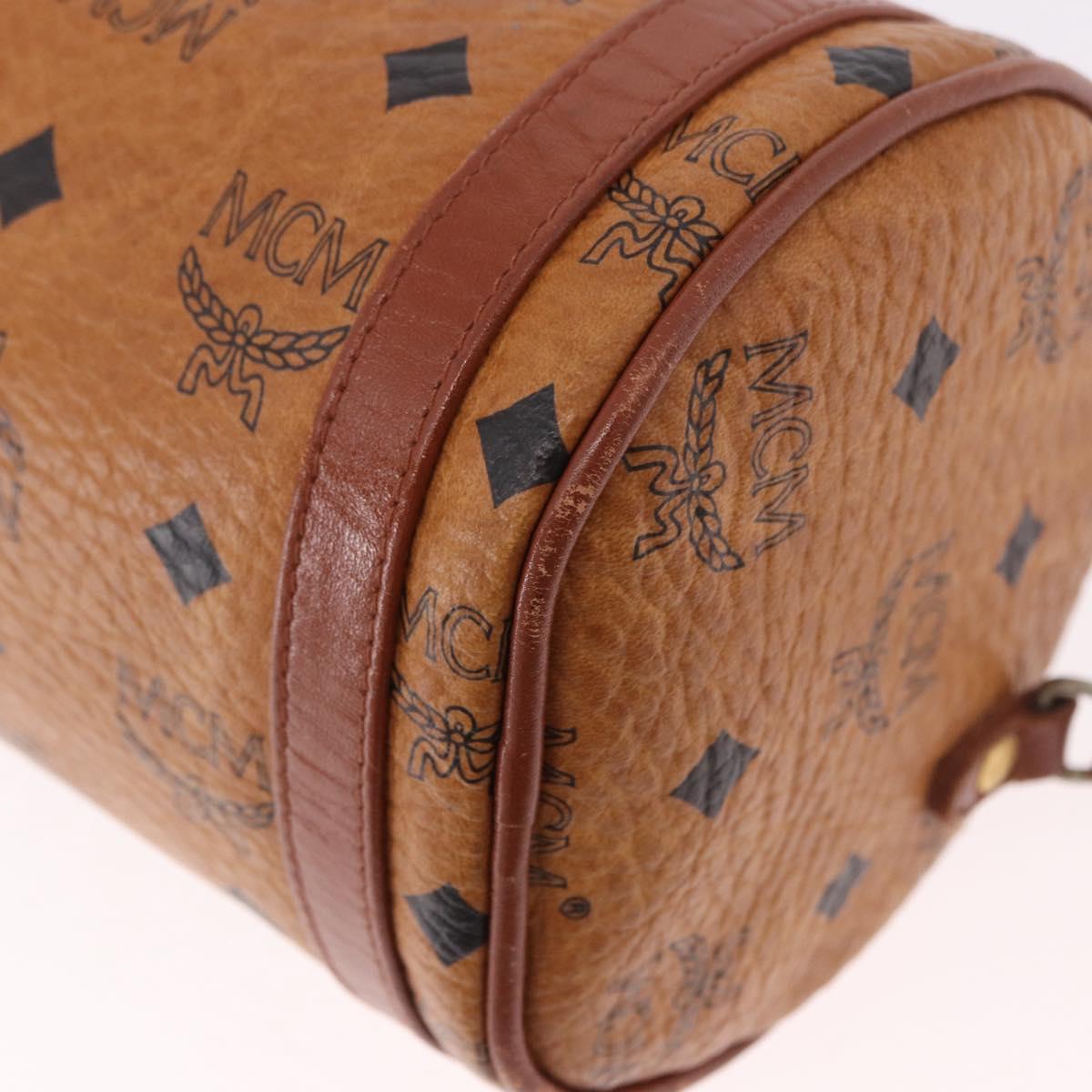 MCM Vicetos Logogram Shoulder Bag PVC Brown Gold Auth gh2158