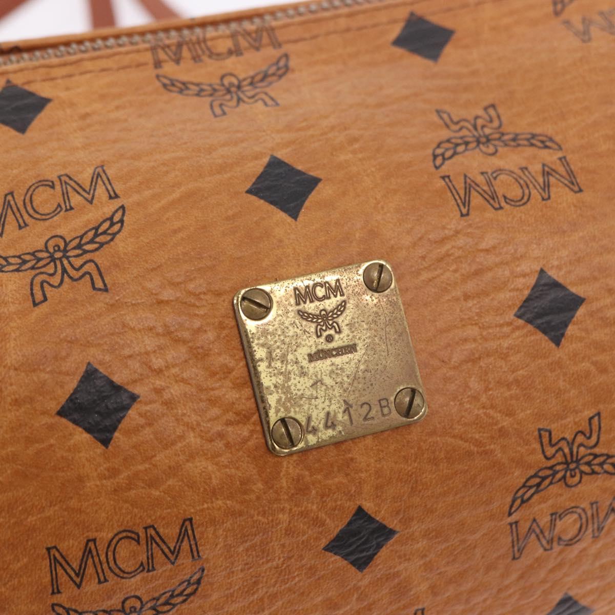MCM Vicetos Logogram Shoulder Bag PVC Brown Gold Auth gh2158