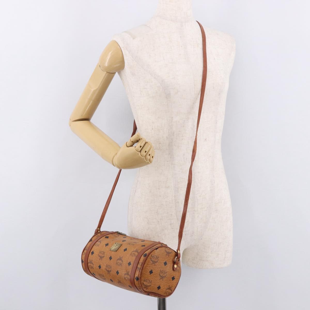 MCM Vicetos Logogram Shoulder Bag PVC Brown Gold Auth gh2158