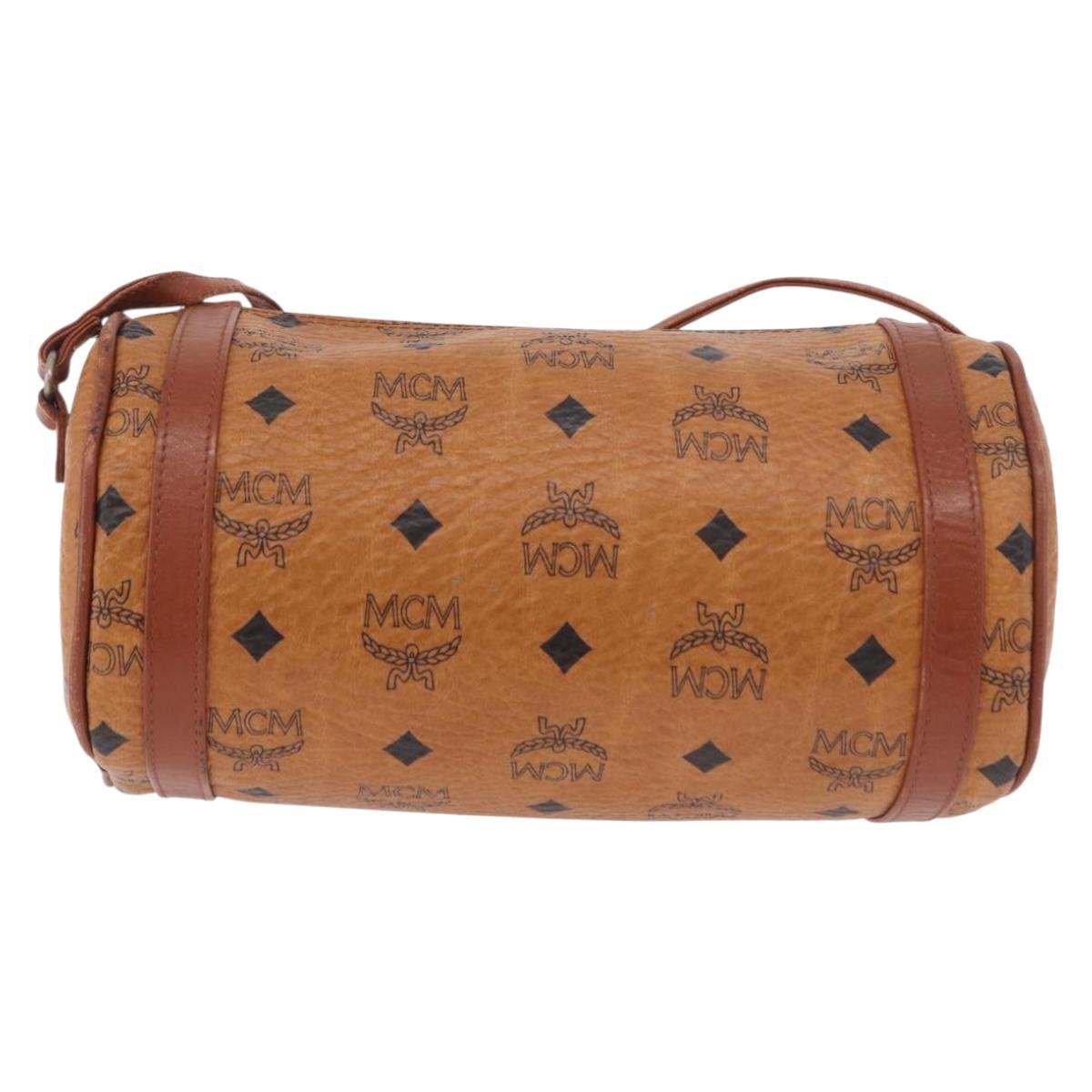 MCM Vicetos Logogram Shoulder Bag PVC Brown Gold Auth gh2158