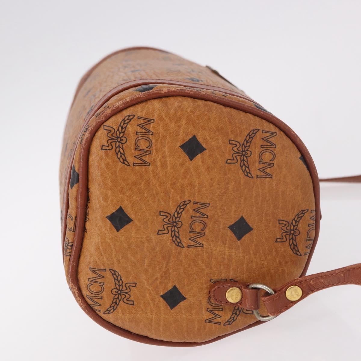 MCM Vicetos Logogram Shoulder Bag PVC Brown Gold Auth gh2158