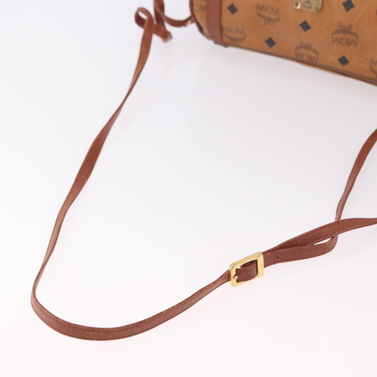 MCM Vicetos Logogram Shoulder Bag PVC Brown Gold Auth gh2158