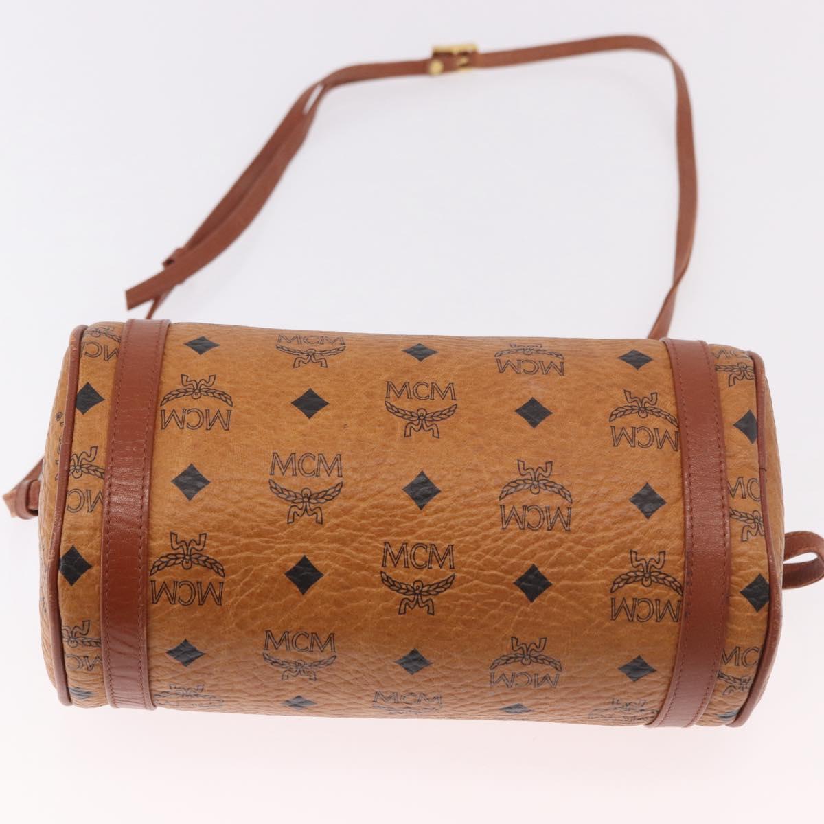 MCM Vicetos Logogram Shoulder Bag PVC Brown Gold Auth gh2158