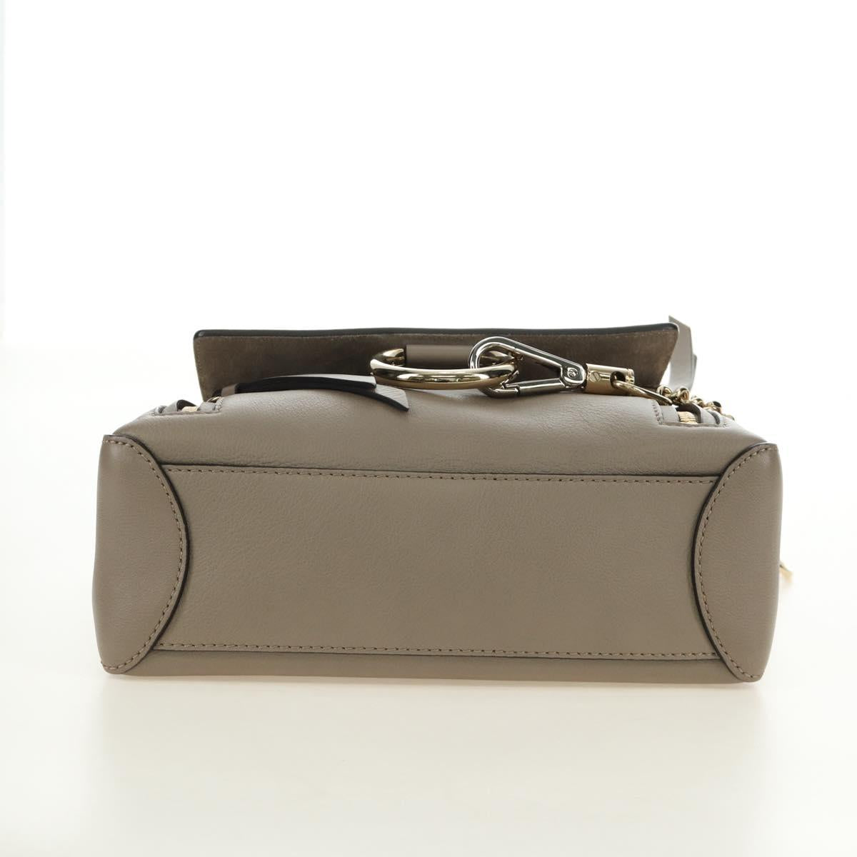 Chloe Faye Day Small Hand Bag Leather 2way Beige Gold Silver Auth gh2163V