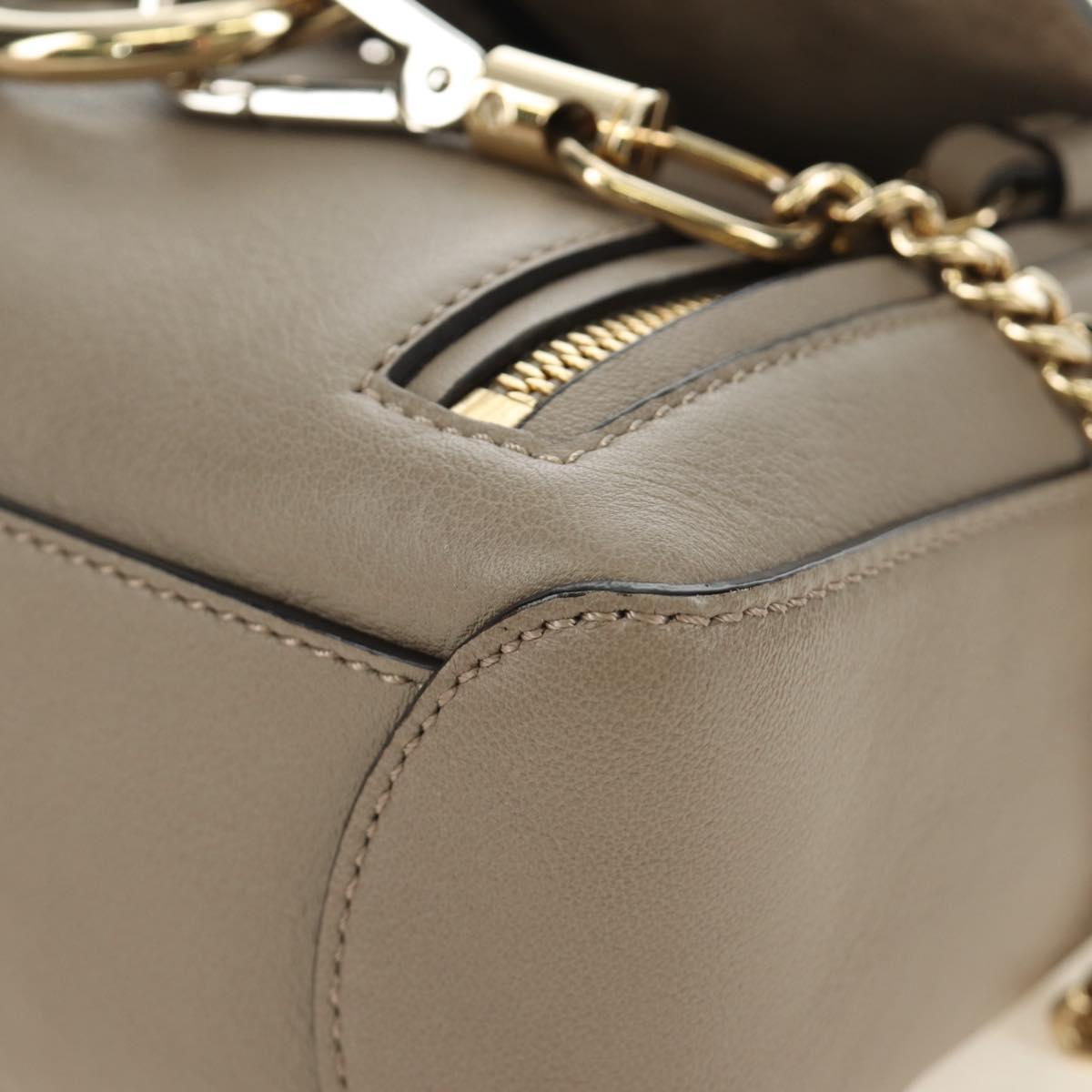 Chloe Faye Day Small Hand Bag Leather 2way Beige Gold Silver Auth gh2163V