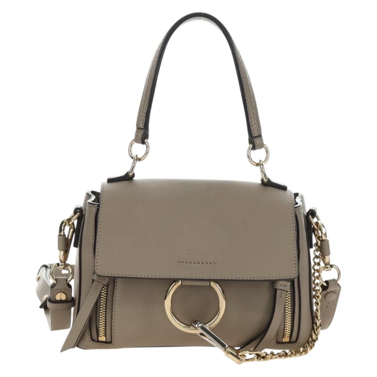 Chloe Faye Day Small Hand Bag Leather 2way Beige Gold Silver Auth gh2163V