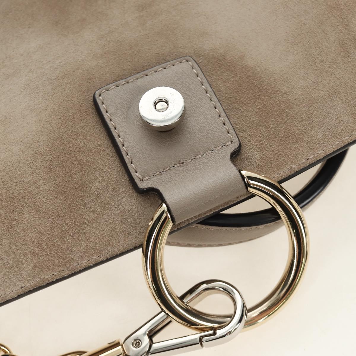 Chloe Faye Day Small Hand Bag Leather 2way Beige Gold Silver Auth gh2163V