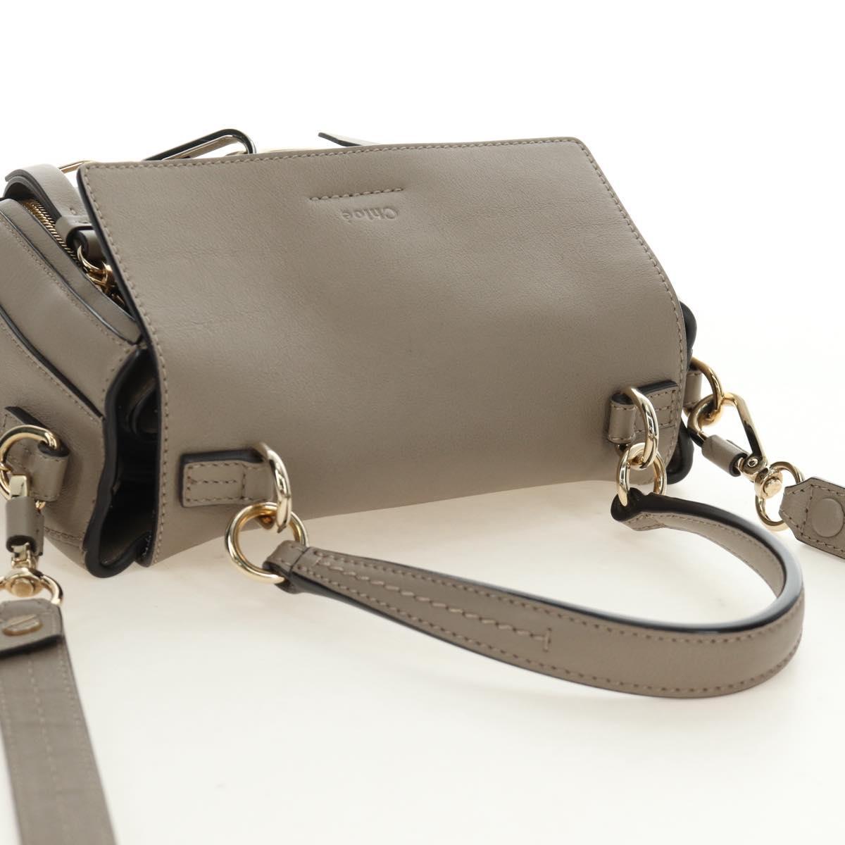 Chloe Faye Day Small Hand Bag Leather 2way Beige Gold Silver Auth gh2163V