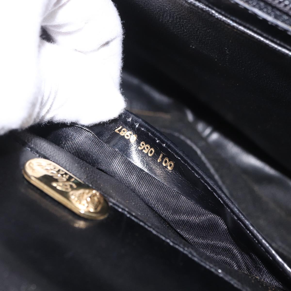 GUCCI Hand Bag Leather Black Gold Auth gh2167