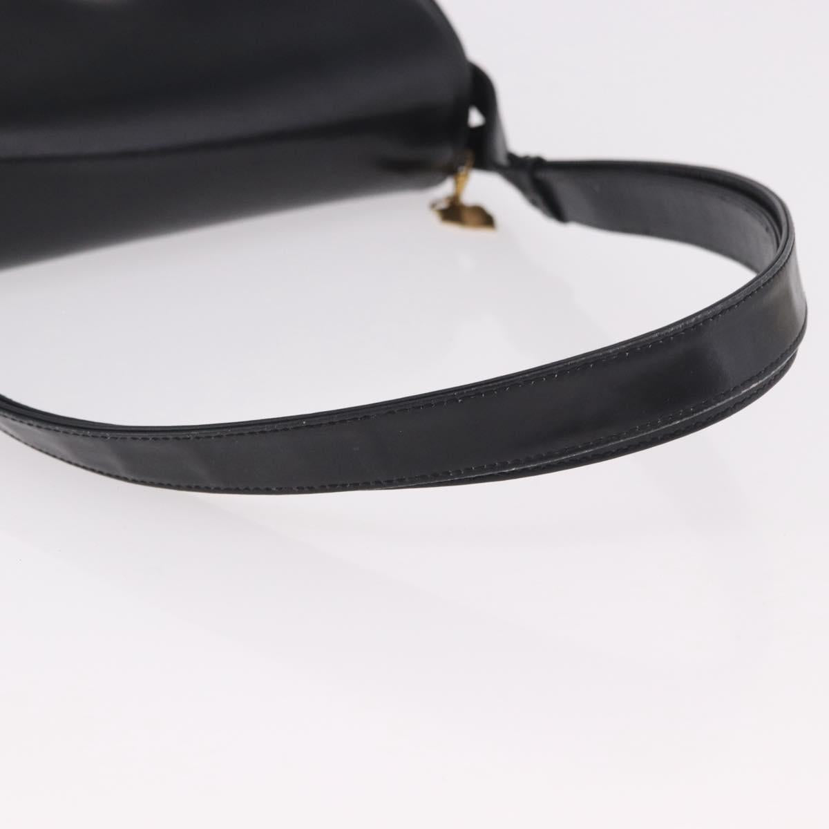 GUCCI Hand Bag Leather Black Gold Auth gh2167