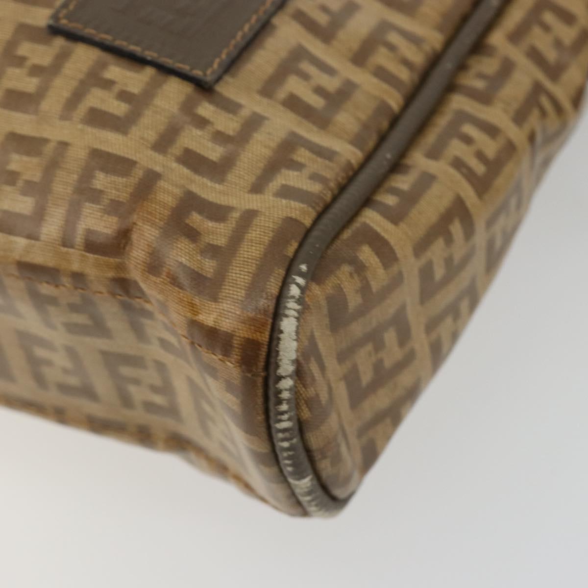 FENDI Zucchino Canvas Shoulder Bag Coated Canvas Beige Auth gh2168