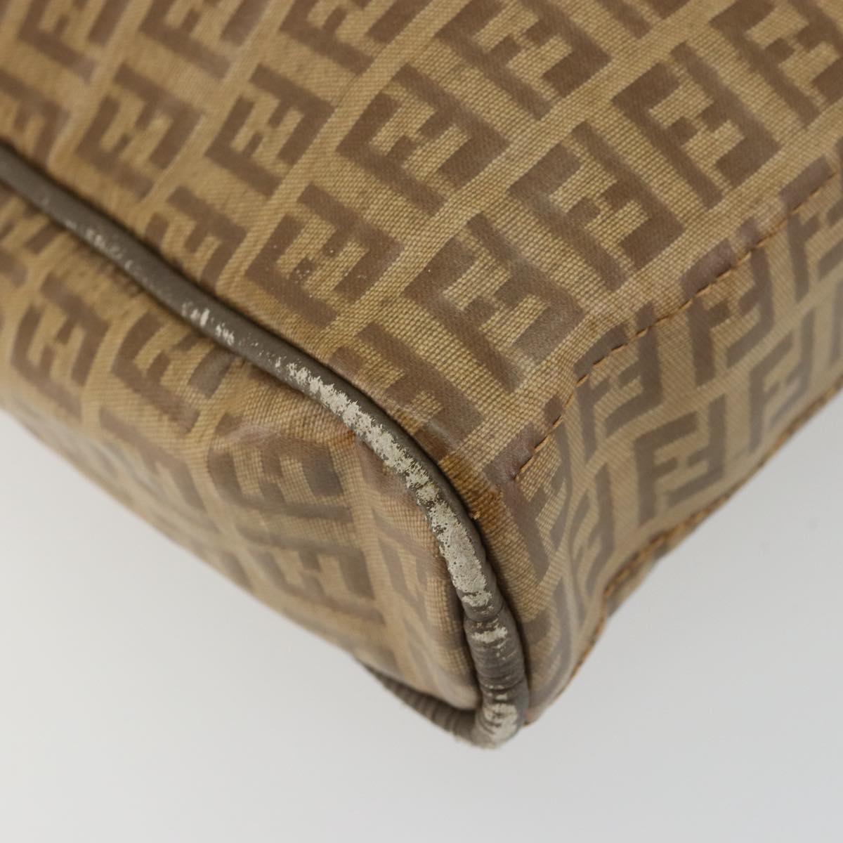 FENDI Zucchino Canvas Shoulder Bag Coated Canvas Beige Auth gh2168