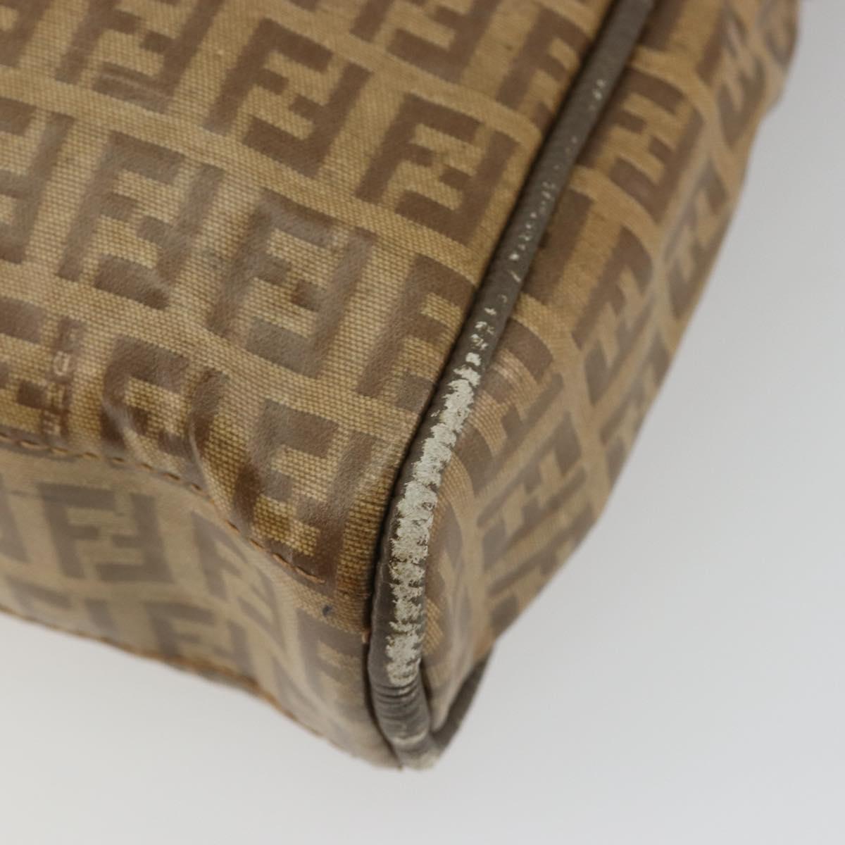 FENDI Zucchino Canvas Shoulder Bag Coated Canvas Beige Auth gh2168