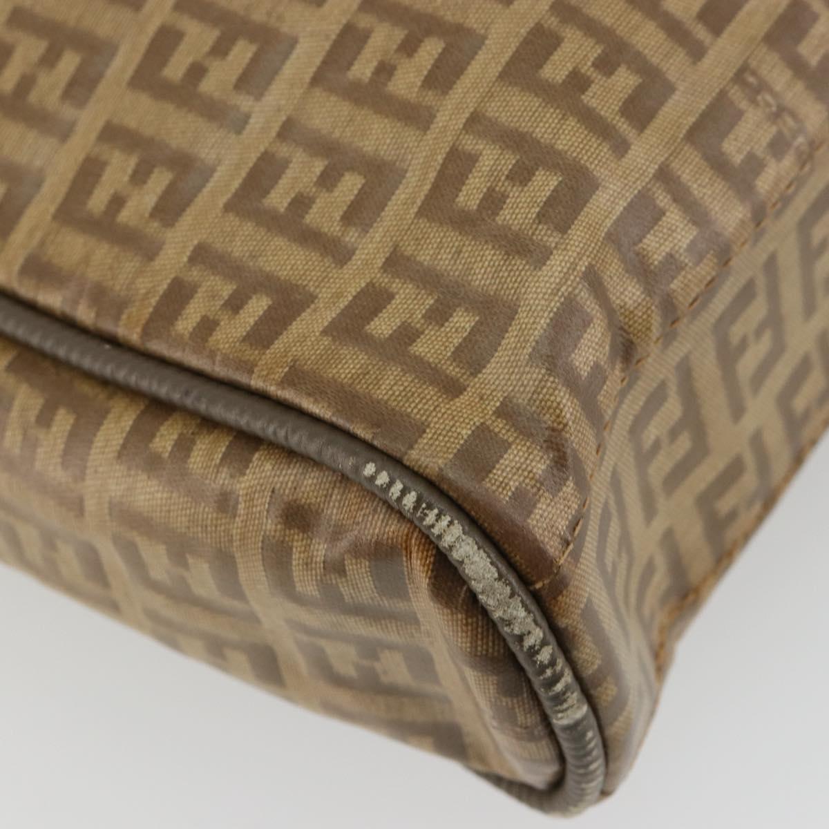 FENDI Zucchino Canvas Shoulder Bag Coated Canvas Beige Auth gh2168