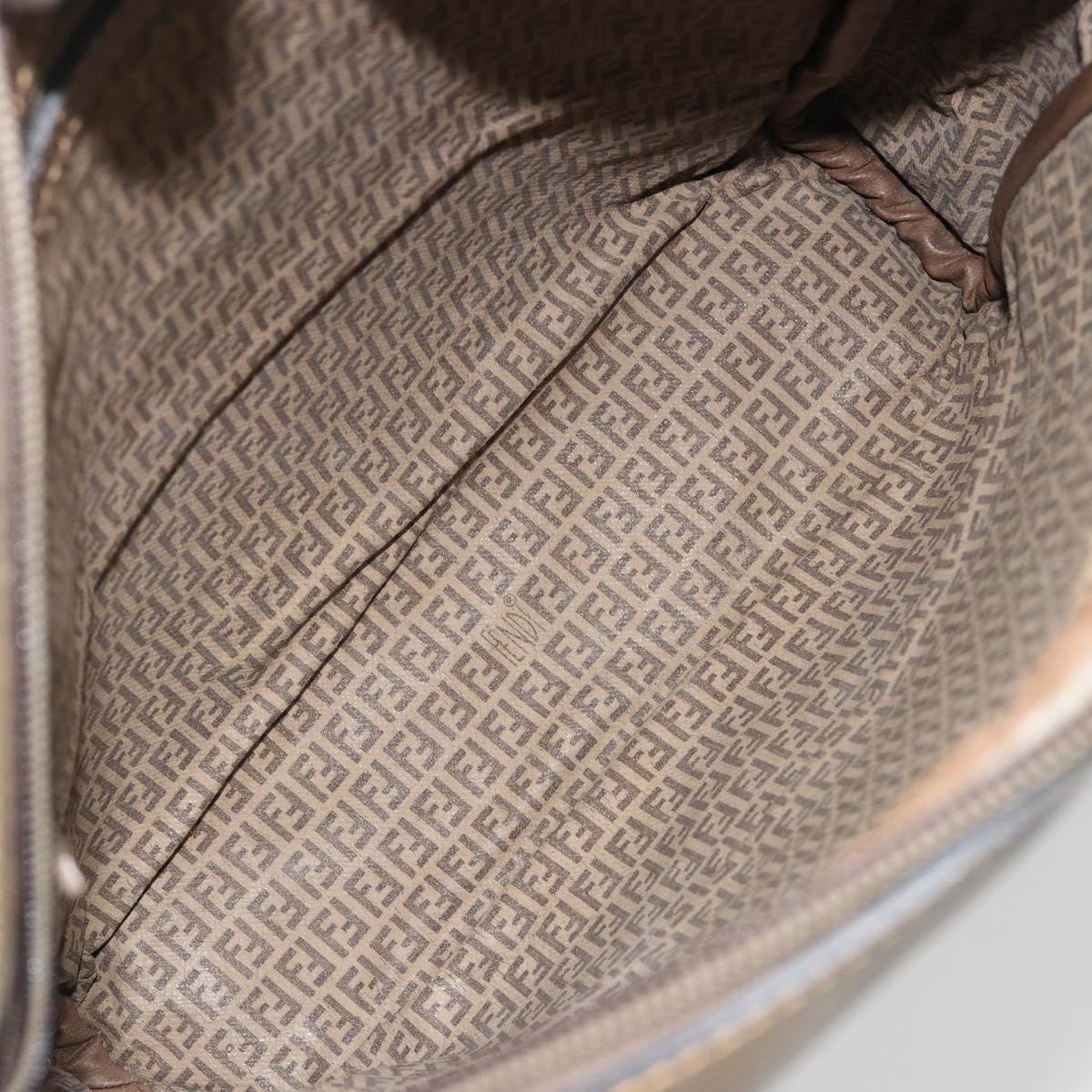 FENDI Zucchino Canvas Shoulder Bag Coated Canvas Beige Auth gh2168