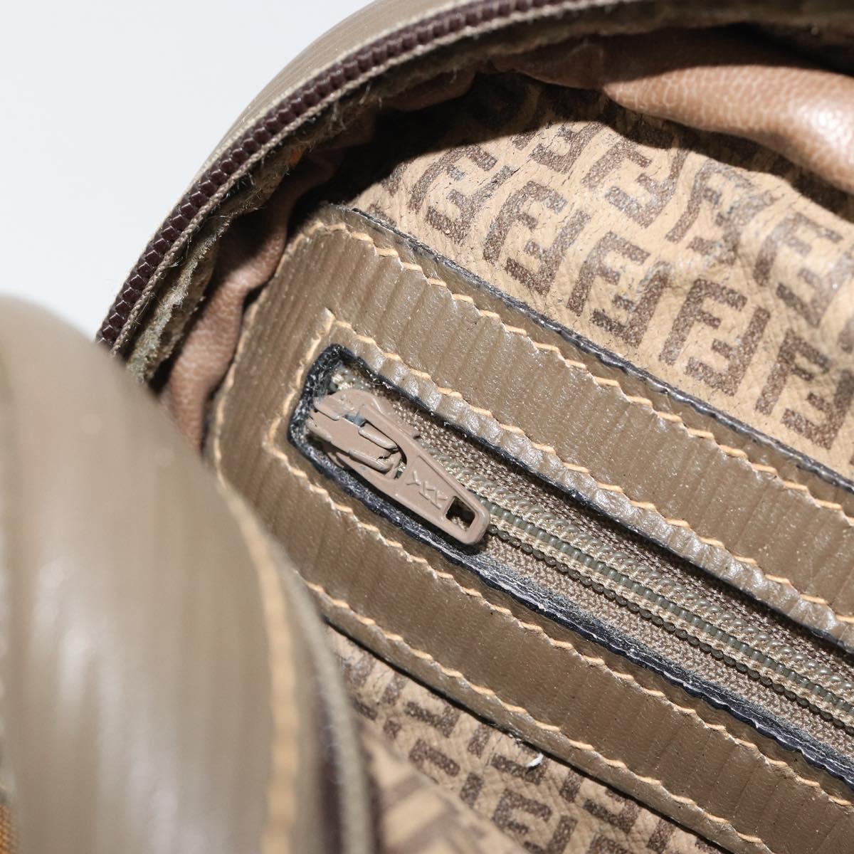 FENDI Zucchino Canvas Shoulder Bag Coated Canvas Beige Auth gh2168