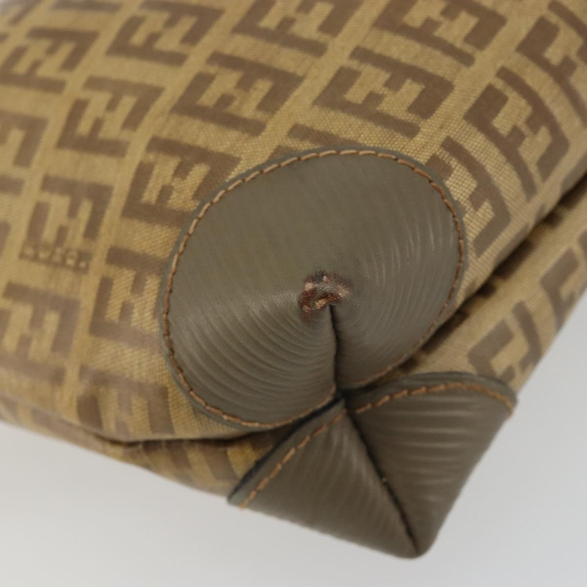 FENDI Zucchino Canvas Shoulder Bag Coated Canvas Beige Auth gh2169