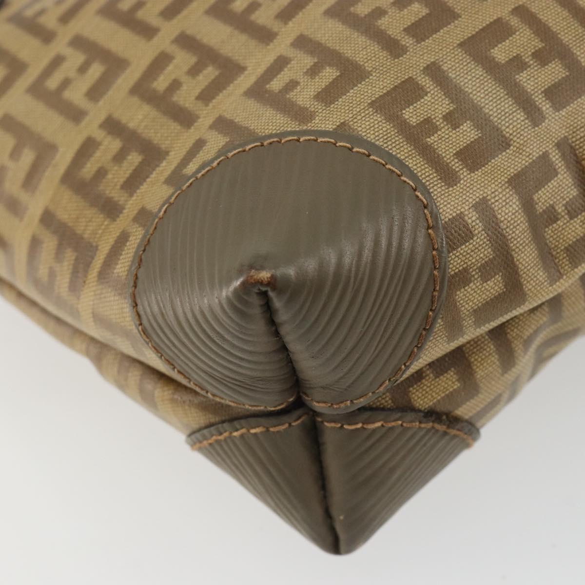FENDI Zucchino Canvas Shoulder Bag Coated Canvas Beige Auth gh2169