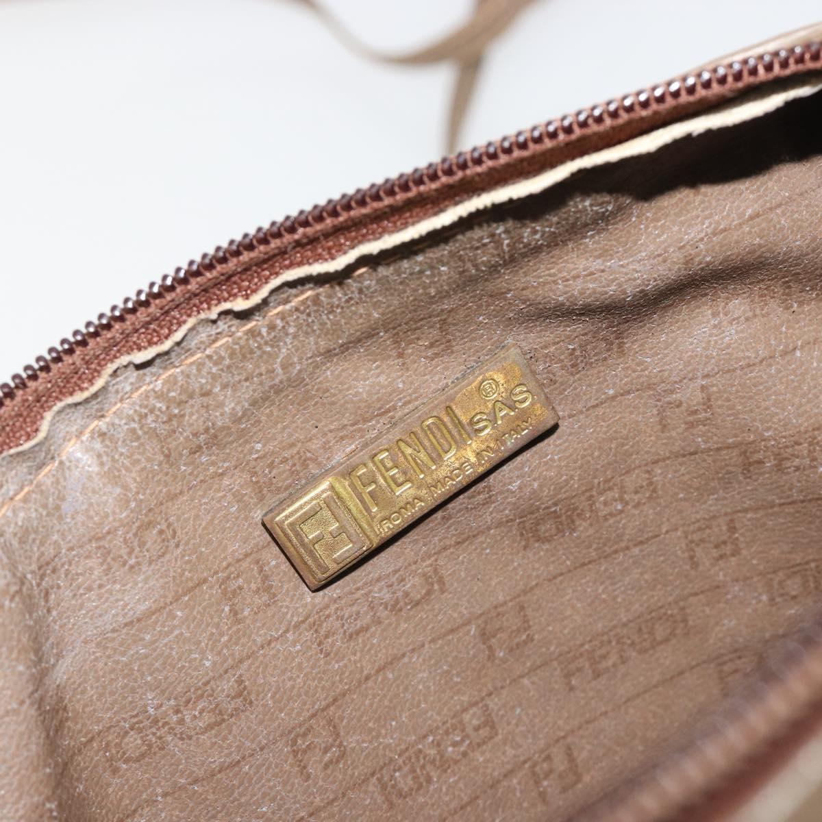FENDI Zucchino Canvas Shoulder Bag Coated Canvas Beige Auth gh2169