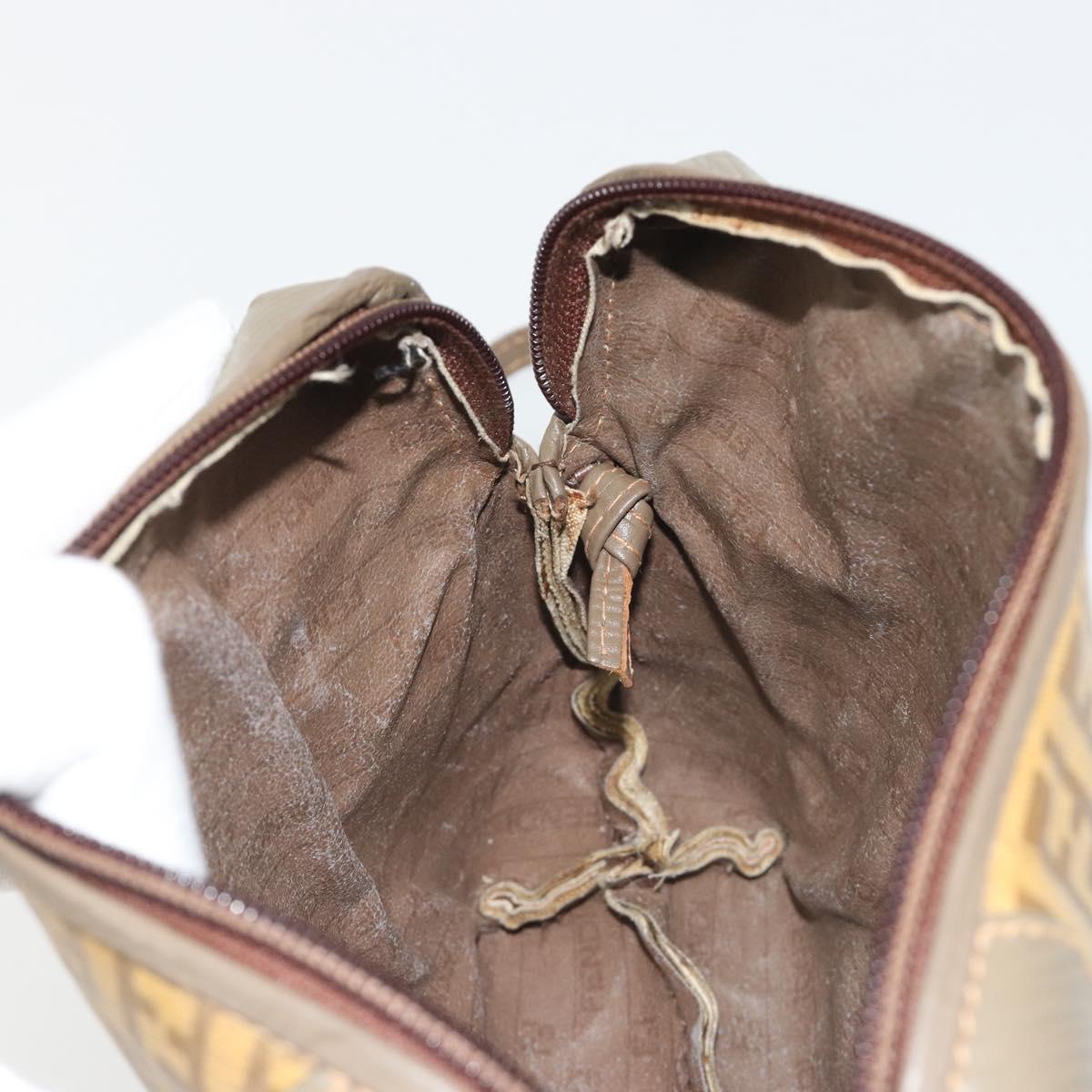 FENDI Zucchino Canvas Shoulder Bag Coated Canvas Beige Auth gh2169