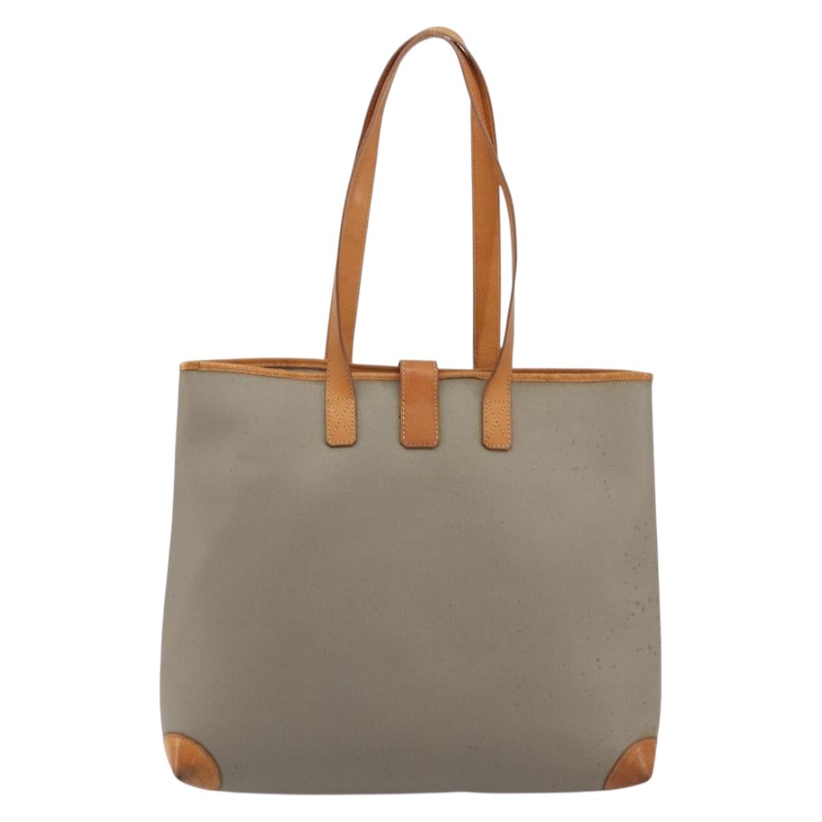 Christian Dior Tote Bag PVC Canvas Gray Gold Auth gh2170