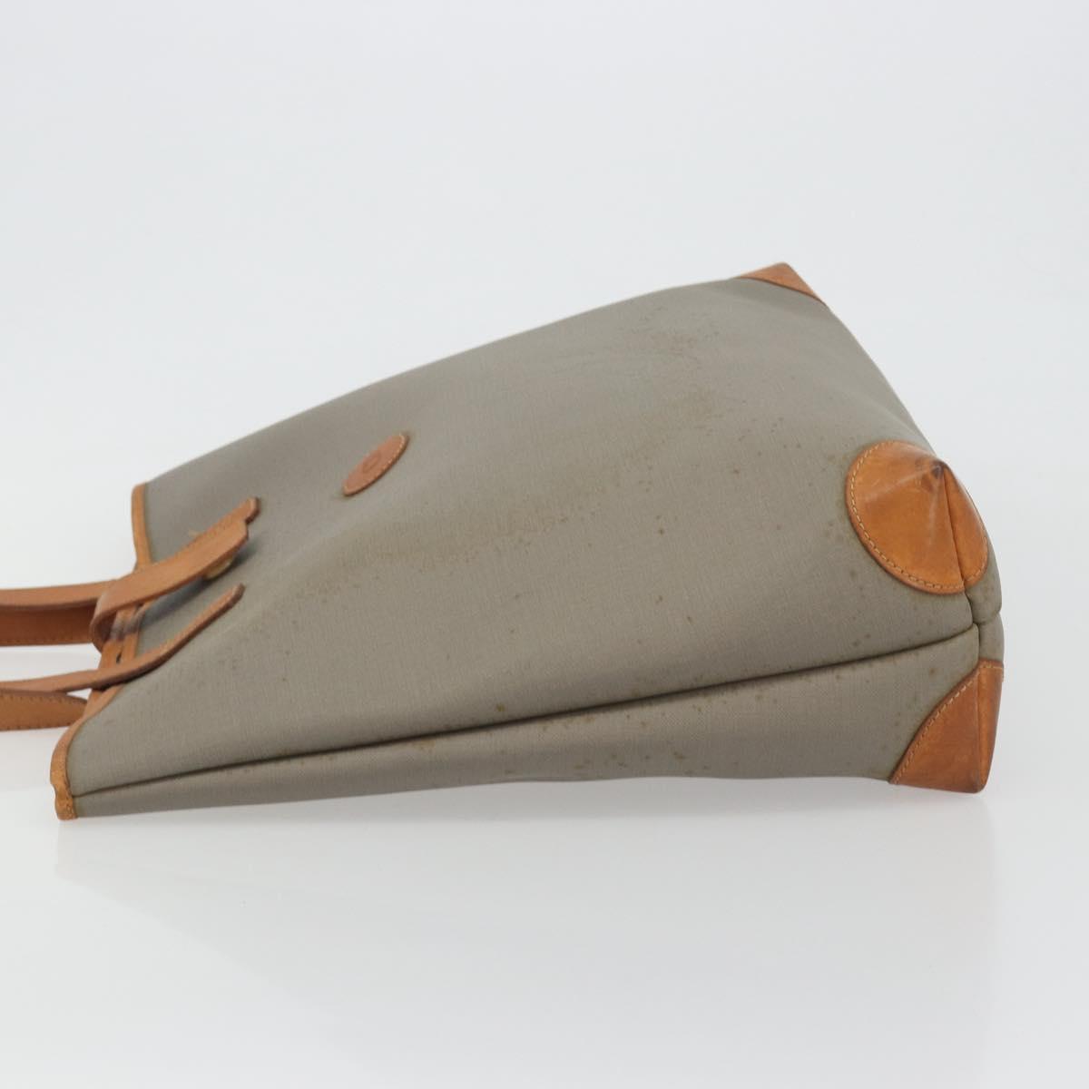 Christian Dior Tote Bag PVC Canvas Gray Gold Auth gh2170