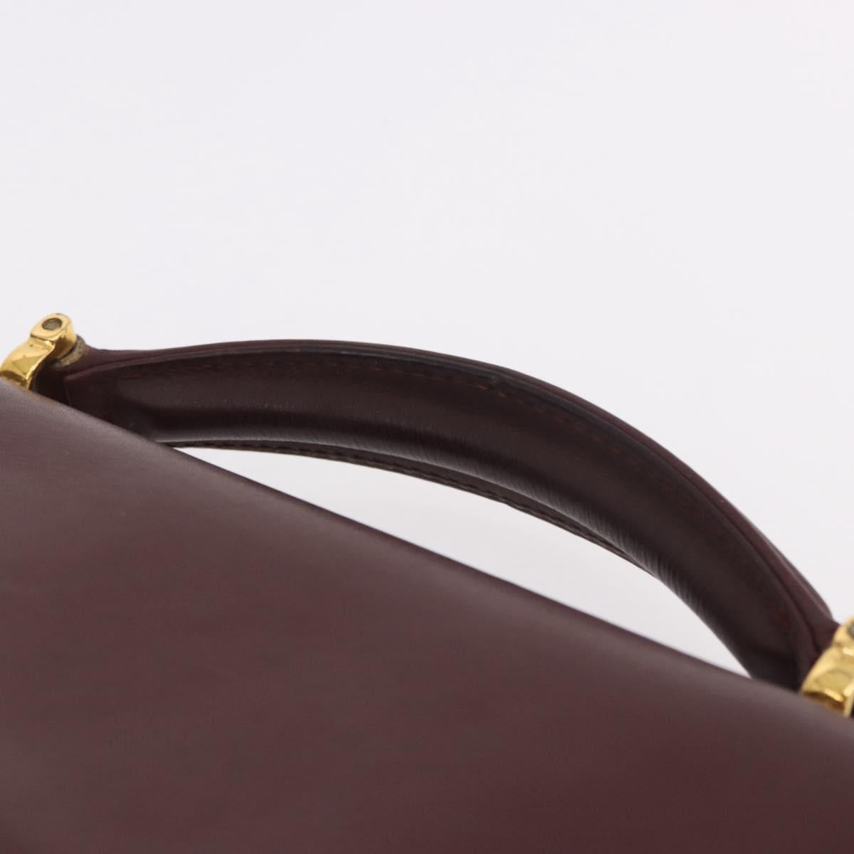 CARTIER Must Line Business Bag Leather Bordeaux Gold Auth gh2171